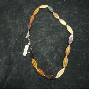 Amber Ag 925 + Bursztyn Kolia Ag Segmentowa Necklace 17-18”